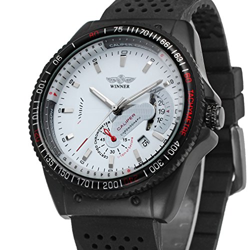 wrg8029 m3b5 Automatische Skelett Kleid Herren Armbanduhr mit schwarzem Silikon Band von FORSINING