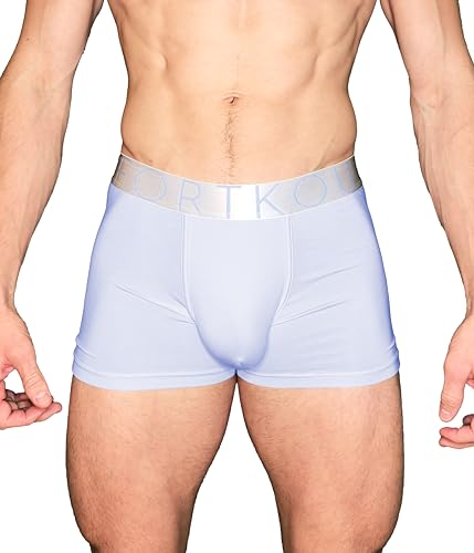 FORTKOU, Stützende, ultraweiche, etikettenfreie atmungsaktive Boxershorts, feuchtigkeitsableitende Herren-Unterwäsche (2er-Pack), Hell, blau, Medium von FORTKOU