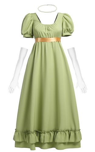 Regency-Kleid für Damen, Regency-Ballkleid, Empire-Taille, Renaissance, viktorianisches Teeparty-Kleid, Hellgrün, Mittel von FORTMAC