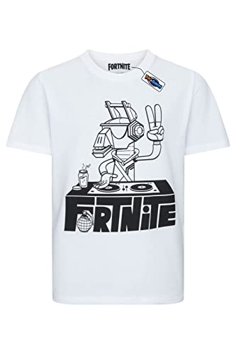 Fortnite Spielzeug und Gamer, DJ Alpaca, weiß, kurzärmelig, Unisex, Kinder, Crew, Gaming-Baumwoll-T-Shirt, Größen 10–16 Jahre, weiß, 14 Jahre von Fortnite