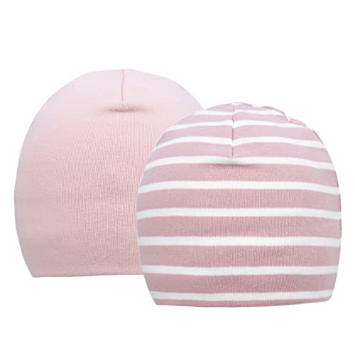 FORUHOO Baby Beanie für Jungen Mädchen, Kleinkind Mütze Herbst Winter 2er Set(3-7 Jahre,Zweilagige: Rosa+Rosa Streifen) von FORUHOO