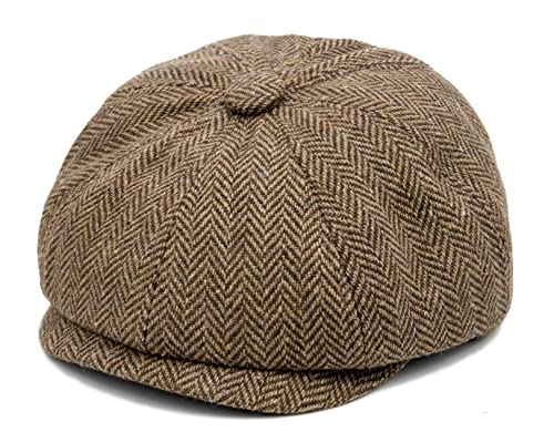 Foruhoo Baby Kinder Schiebermütze Tweed, Jungen Mütze Flat Cap Newsboy Gatsby Kapppe(Kaffee,4-8 Jahre) von Foruhoo