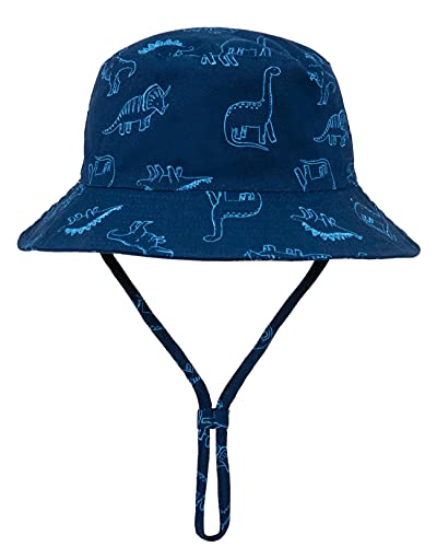 Foruhoo Baby Sonnenhut Kinder Hut, Sommerhut Mütze for Jungen Mädchen mit Verstellbar Kordelzug (46, Dinosaurier Blau, Numeric_46) von Foruhoo