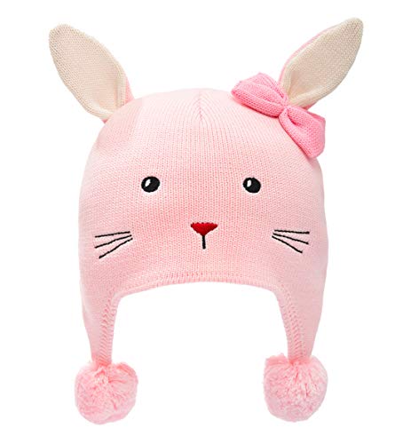 Foruhoo Baby Wintermütze Mädchen & Jungen Strickmütze Beanie Warm Mütze mit Ohrenklappen(Rosa Kaninchen,44-46) von Foruhoo