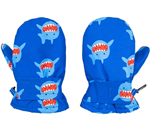 FORUHOO Kinder Handschuhe Wasserdicht mit Fleece Fäustlinge für Unisex Baby Winter(Kurz: Blau Hai,M) von Foruhoo