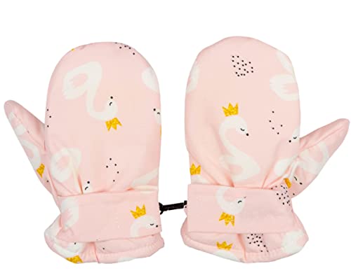 FORUHOO Kinder Handschuhe Wasserdicht mit Fleece Fäustlinge für Unisex Baby Winter(Kurz: Schwan Pink,L) von FORUHOO