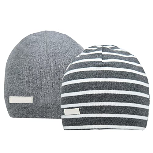 FORUHOO Mädchen Mütze Set mit Schal Kinder Beanie für Herbst Winter Baumwolle 2er(Z: Streifen Grau,49-53) von FORUHOO