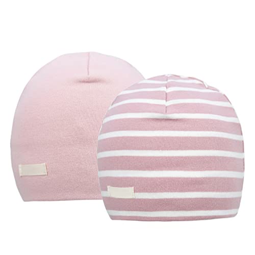 FORUHOO Mädchen Mütze Set mit Schal Kinder Beanie für Herbst Winter Baumwolle 2er(Z: Streifen Rosa,44-48) von FORUHOO