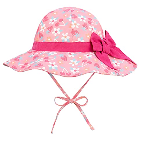 Foruhoo Mädchen Sonnenhüte UV Schutz, Verstellbarer Breite Krempe Sommermütze für Baby(54, Pink) von Foruhoo