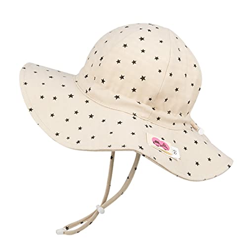 Foruhoo Mädchen Sonnenhüte UV Schutz, Verstellbarer Breite Krempe Sommermütze für Baby (50, Star) von Foruhoo