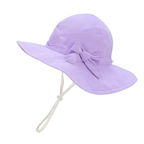 Foruhoo Mädchen Sonnenhüte UV Schutz, Verstellbarer Breite Krempe Sommermütze für Baby (52, 3 Violett) von Foruhoo