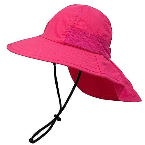 Foruhoo Sonnenhut Jungen Mädchen mit Nackenschutz, Mütze UV Schutz 50+ Schnelltrocknender(#3 Rose,50) von Foruhoo