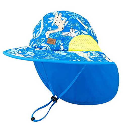 Foruhoo Sonnenhut Jungen mit Nackenschutz, Mütze UV Schutz 50+ Schnelltrocknender(#1 Streifen Blau,44-48) von Foruhoo