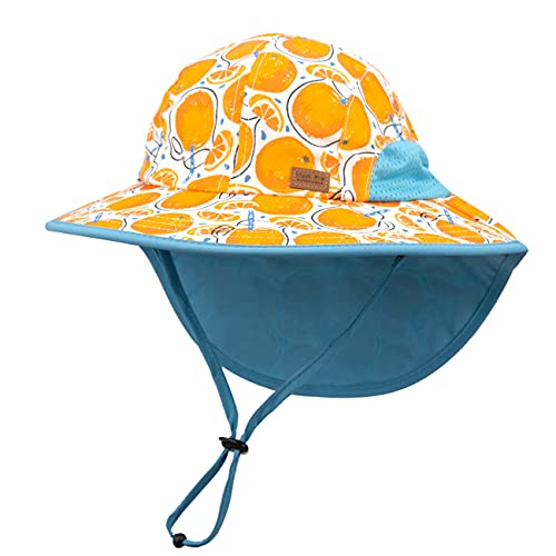 Foruhoo Sonnenhut Mädchen mit Nackenschutz, Mütze UV Schutz 50+ Schnelltrocknender(#1 Orange,52-56) von Foruhoo