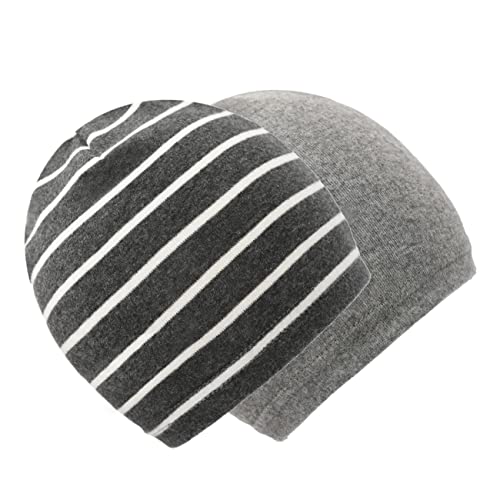 Foruhoo Unisex Baby Mütze Jungen & Mädchen Beanie Kleinkind Hut Herbst Winter (E: Grau Streifen,48M) (44-48, Einlagig: Grau+Grau Streifen) von Foruhoo