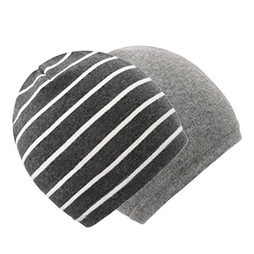 FORUHOO Unisex Baby Mütze Jungen & Mädchen Beanie Kleinkind Hut Herbst Winter (E: Grau Streifen,53 und 54L) (49-53, Einlagig: Grau+Grau Streifen) von FORUHOO