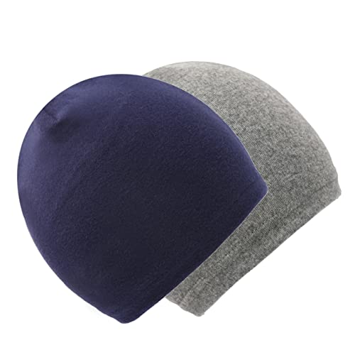 Foruhoo Unisex Baby Mütze Jungen & Mädchen Beanie Kleinkind Hut Herbst Winter (E: Grau+Navy,48M) (44-48, Einlagig: Grau+Navy) von Foruhoo