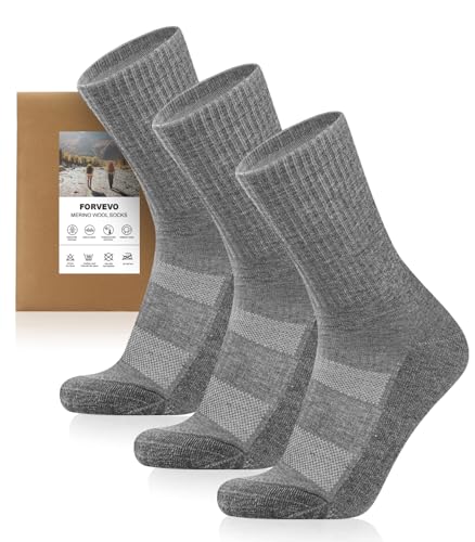 FORVEVO 3 Paar Merino Wandersocken Herren 39-42 Hellgrau FORVEVO 3 Paar Merino Wandersocken Herren 39-42 Hellgrau von FORVEVO