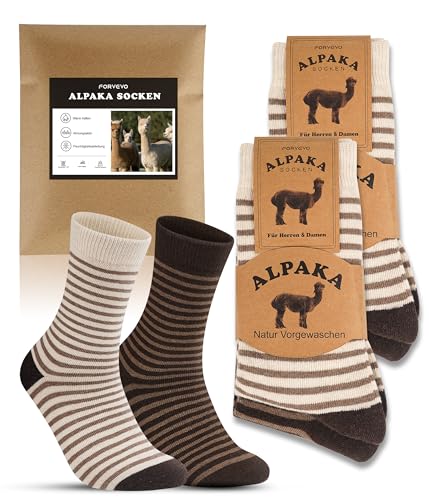 FORVEVO 4 Paar Alpaka Socken Herren 43 46,Warme Wollsocken Damen,Thermo Wintersocken mit Alpakawolle für Alltäglich,Wandern,Trekking(Mehrfarbig 01) von FORVEVO