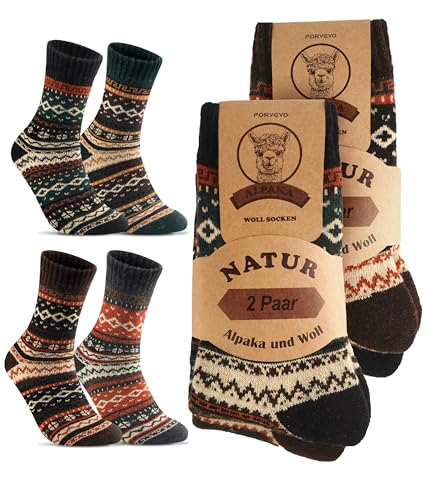 FORVEVO 4 Paar Wintersocken Herren Damen,Warme Alpaka socken,Weiche Wollsocken Stricksocken Weihnachtssocken für Damen（Multicolor03,M） von FORVEVO