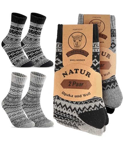 FORVEVO 4 Paar Wollsocken Herren Damen,Warme Alpaka socken,Weiche Wintersocken Stricksocken Weihnachtssocken für Damen（Multicolor02,L） von FORVEVO