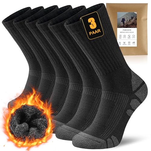FORVEVO 60% Merino Wandersocken Herren 43-46,3 Paar Wollsocken Herren Gepolstert, Thermo Wintersocken,Atmungsaktiv Sportsocken für Sport Trekking Outdoor, Schwarz FORVEVO 60% Merino Wandersocken Herren 43-46,3 Paar Wollsocken Herren Gepolstert, Thermo Wintersocken,Atmungsaktiv Sportsocken für Sport Trekking Outdoor, Schwarz von FORVEVO