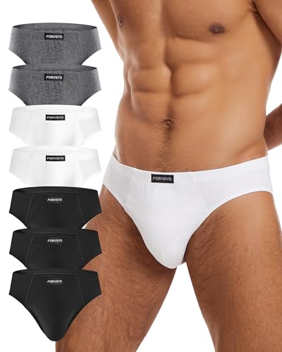FORVEVO 7er Pack Herren Slips Baumwolle, Atmungsaktive Unterhosen Männer, Klassischer Weich Unterhosen mit Tasche, Stretch, Ohne Etikett(M,Schwarz&Weiß&Grau) von FORVEVO