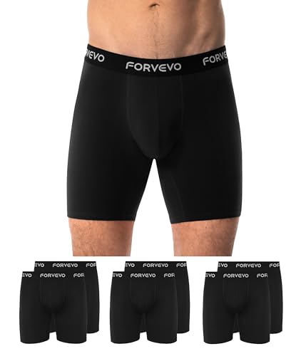 FORVEVO Boxershorts Herren Lang Bein Bauwolle 6er Pack,Atmungsaktiv Unterhosen Männer,Weiche Elastisch Unterwäsche,Sport Unterhosen Männer(Schwarz,Gr.M) von FORVEVO
