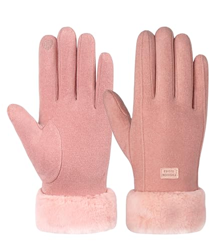 FORVEVO Handschuhe Damen Winter,Warme Touchscreen Winterhandschuhe,Thermo Handschuhe mit Fleece Futter für Outdoor Fahrrad Skifahren(Rosa) von FORVEVO