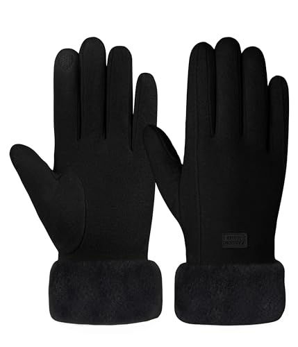 FORVEVO Handschuhe Damen Winter,Warme Touchscreen Winterhandschuhe，Thermo Handschuhe mit Fleece Futter für Outdoor Fahrrad Skifahren(Schwarz) von FORVEVO