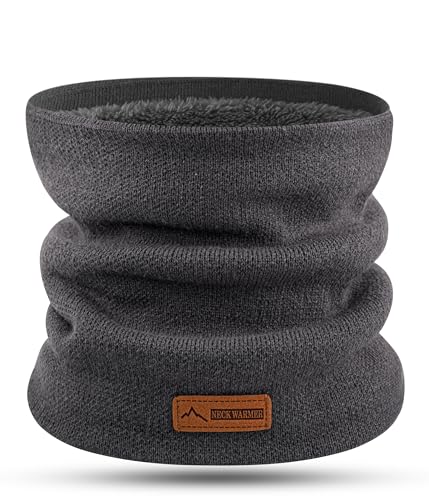 FORVEVO Schlauchtuch Halstuch Herren Winter, Schal Halswärmer mit Fleece Futter, Thermo Halsschlauch Damen, Winddichte Loop Schal für Outdoor Sport Täglich(DunkelGrau) von FORVEVO