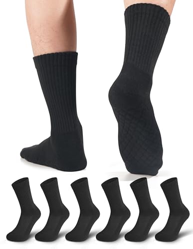 FORVEVO Socken Herren 39-42 Baumwolle,Weich Tennissocken Damen Gepolstert,Atmungsaktiv Cerw Sportsocken,Laufsocken Schwarz 6 Paar von FORVEVO