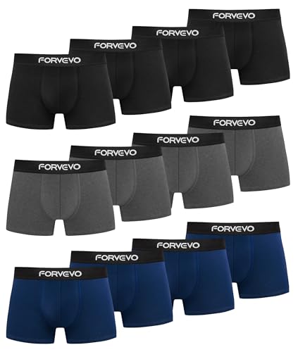 FORVEVO Unterhosen Männer Baumwolle Boxershorts Herren Unterwäsche Retroshorts 12er Pack - Atmungsaktive, Gummibund (Mehrfarbig 01, L) von FORVEVO