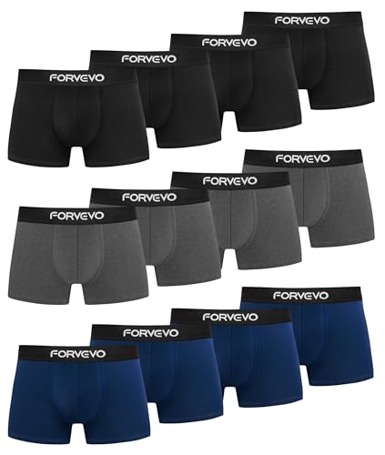 FORVEVO Unterhosen Männer Baumwolle Boxershorts Herren Unterwäsche Retroshorts 12er Pack - Atmungsaktive, Gummibund (Mehrfarbig 01, XL) von FORVEVO