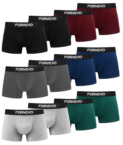 FORVEVO Unterhosen Männer Baumwolle Boxershorts Herren Unterwäsche Retroshorts 12er Pack - Atmungsaktive, Gummibund (Mehrfarbig 03, XXL) von FORVEVO