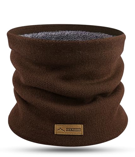 FORVEVO Winter Halsschlauch Herren, Halswärmer Halstuch, Fleece Schal Schlauchtuch für Herren Gamaschenmaske, Winddichte Kreisschlaufenschals（Braun） von FORVEVO