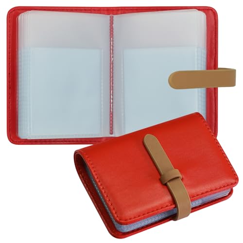 FORYEE Kreditkartenetui mit 40 Geeignetem Schlitz, Ausweishülle PU Leder Geldbörse für Damen Herren Business Organizer Tasche, Rot/Ausflug, einfarbig (Getaway Solids) von FORYEE