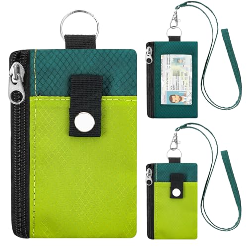 FORYEE Minimalistische RFID-blockierende Geldbörse mit 2 Reißverschlusstaschen und Umhängeband, wasserabweisende Ausweishülle mit Schlüsselring und Kartenhalter, Münzgeldbörse für Damen und Herren, von FORYEE