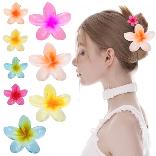 FORYNXHWIN 8 Stück Hawaii Haarspangen Blumen Haarspange Strandblumen Haarklammer Kopfschmuck für Mädchen und Frauen Strand Party Pool Urlaub (8pcs-4 große & 4 kleine-A) von FORYNXHWIN