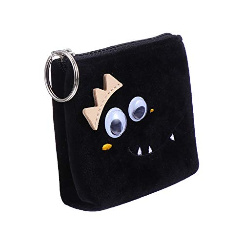 CALLARON Small Bag Nylon Storage Wallet Keychain Line Card Cartoon Zipper for Style Pounch ×.cm Funny Mini Key Portable Holder Money Organizer Kids with Girls Purse (Color : Nero, Size : 11x10cm) von FORgue