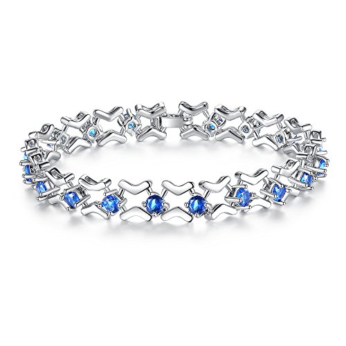 FORgue Armband for Damen, blaues Diamant-Platin-Armband, modisches geometrisches Hohlarmband, einfache Handverzierung von FORgue
