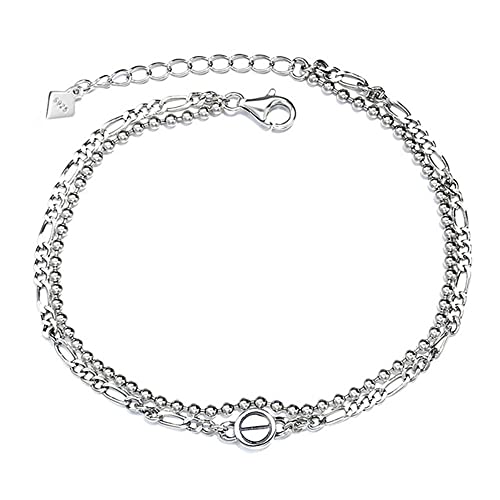 FORgue Armband for Damen, reines Silber, einfaches Doppelschicht-Armband, einfaches modisches Studenten-Geschenk-Armband von FORgue