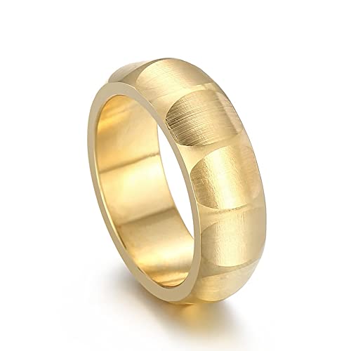 FORgue Ring for Herren, Edelstahlring, galvanisiert, 18 Karat, Persönlichkeit, innerer Bogen, äußerer konvexer, mattierter Edelstahl-Damenring (Color : A, Size : 8#) von FORgue