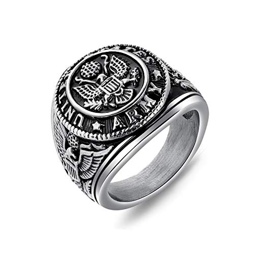 FORgue Ring for Herren, Edelstahlring, personalisierter Vintage-Adlerring (Size : 11#) von FORgue