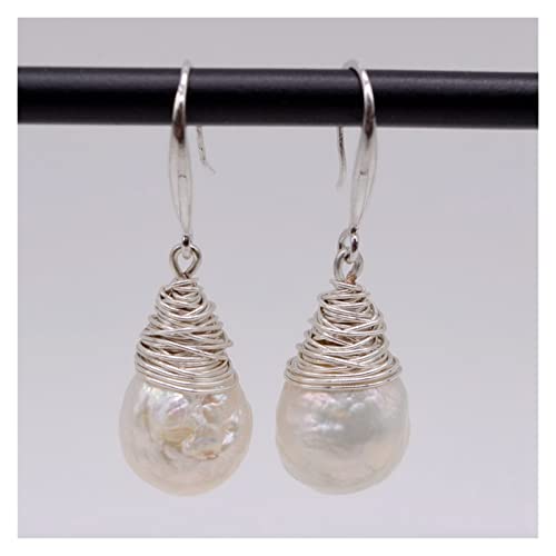 Ohrringe Weiße Perlenohrringe, natürliche Süßwasserperle Sterling Silber, handgefertigte Original-Ohrringe for Frauen von FORgue