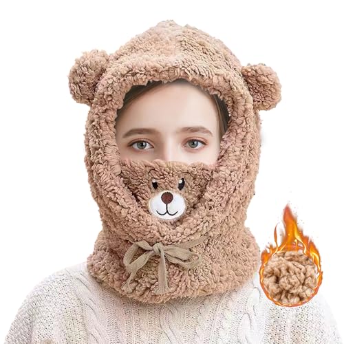 FOSDICK Bär Stil Balaclava Damen, Fleece Sturmhaube, Warme Winddichte Skimaske, Thermo Verdickt Sturmhauben für Winter, Gesichtsmaske für Radfahren, Snowboarden, Ski, Motorrad von FOSDICK