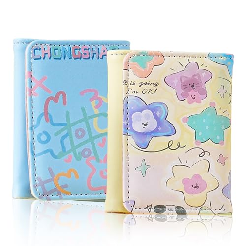 FOSDICK 2 Stücke Dreifach Gefaltete Geldbörse Mädchen, Portmonee Kinder, Portemonnaie Mädchen, Geldbeutel Kinder, 10,5 x 8 x 1,5cm Cute Mini Wallet zum Umhängen Geschenk von FOSDICK