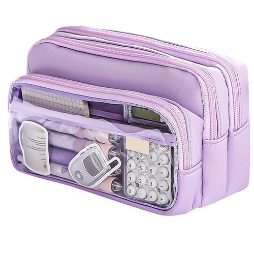 FOSDICK Federmappe Mädchen, Federmäppchen Große Kapazität, Stiftemäppchen mit 4 Fächer, Aesthetic Mäppchen, Reißverschluss Smoothy Federmappe für Middle School College Office Studentin Mädchen von FOSDICK