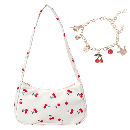 FOSDICK Handtasche Mädchen, Handtasche Teenager Mädchen, Umhängetasche Tasche Damen Klein Y2K Shoulder Bag, Süße Weiß Kinderhandtaschen für Dating Reisen Party Einkaufe, 23x7x13cm von FOSDICK