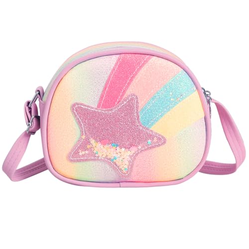 FOSDICK Kinder Umhängetasche Mädchen Kleine Handtaschen, Kinderhandtaschen für Mädchen, Handtasche Mädchen mit Verstellbare Schultergurt, Süße Crossbody Tasche Umhängetasche Kinder 3-10 Jahre von FOSDICK